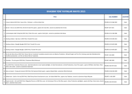 Khasbm Yeni Yayinlar Mayis 2015