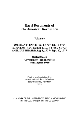 Naval Documents of the American Revolution, Volume 9