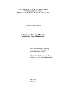 A Branch-And-Price Algorithm for a Compressor Scheduling Problem