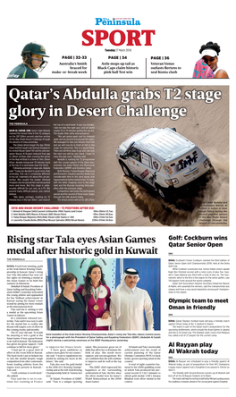 Qatar's Abdulla Grabs T2 Stage Glory in Desert Challenge