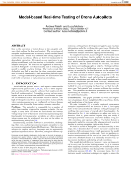 Model-Based Real-Time Testing of Drone Autopilots