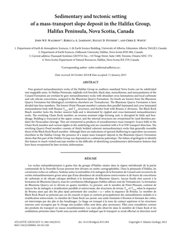 Sedimentary and Tectonic Setting of a Mass-Transport Slope Deposit in the Halifax Group, Halifax Peninsula, Nova Scotia, Canada