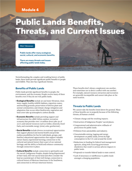 Public Lands Benefits, Threats, and Current Issues