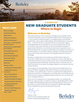 PDF: a Guide for New Graduate Students, Where to Begin