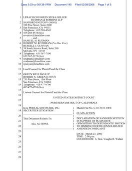 In Re Portal Software, Inc. Securities Litigation 03-CV-5138