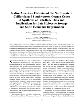 Native American Fisheries of the Northwestern California And