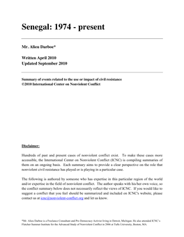 Senegal: 1974 - Present