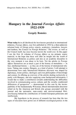 Hungarian Studies Review