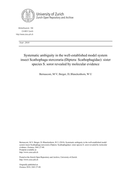 Zootaxa, Systematic Ambiguity in the Well-Established Model System