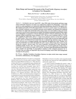 Home Range and Seasonal Movements of the Wood Turtle (Glyptemys Insculpta) in Southern New Hampshire