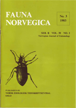 SER. B VOL. 30 NO. 2 Orwegian Journal of Entomology
