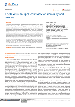 Ebola Virus: an Updated Review on Immunity and Vaccine