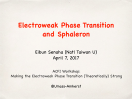 Electroweak Phase Transition and Sphaleron