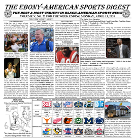 The Ebony-American Sports Digest the BEST & MOST VARIETY in BLACK-AMERICAN SPORTS NEWS VOLUME V, NO