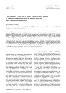 Betula Nana) in Communities Dominated by Ledum Palustre and Vaccinium Uliginosum