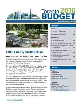 Parks, Forestry and Recreation Commitments 65 5