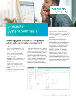 Simcenter System Synthesis