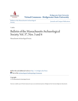 Bulletin of the Massachusetts Archaeological Society, Vol. 37, Nos