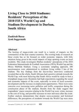 Residents' Perceptions of the 2010 FIFA World Cup and Stadium