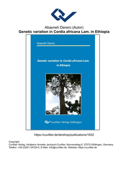 Genetic Variation in Cordia Africana Lam. in Ethiopia