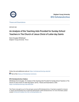 An Analysis of the Teaching Aids Provided for Sunday School Teachers in the Church of Jesus Christ of Latter-Day Saints
