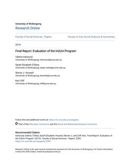 Evaluation of the In2uni Program