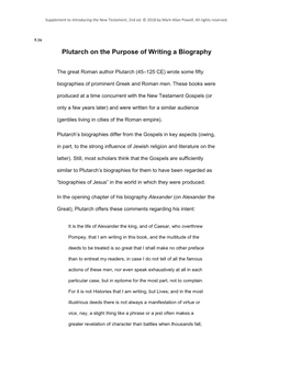 Plutarch on the Purpose of Writing a Biography