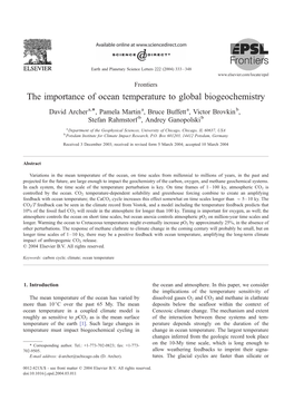 The Importance of Ocean Temperature to Global Biogeochemistry