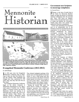 Mennonite Historian Is Published by the in the Steinbach and Surrounding Towns Nothing Was Said