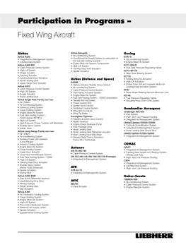 Participation in Programs – Fixed Wing Aircraft