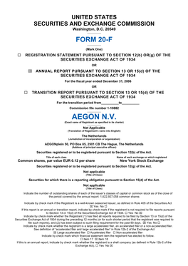 AEGON N.V. (Exact Name of Registrant As Specified in Its Charter)