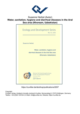 Water, Sanitation, Hygiene and Diarrheal Diseases in the Aral Sea Area (Khorezm, Uzbekistan)