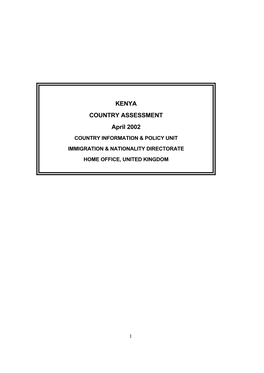 KENYA COUNTRY ASSESSMENT April 2002