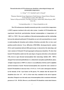 Thermal Alteration of CM Carbonaceous Chondrites: Mineralogical Changes and Metamorphic Temperatures