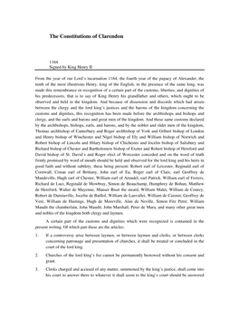 The Constitutions of Clarendon