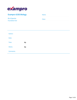 Exampro GCSE Biology Name