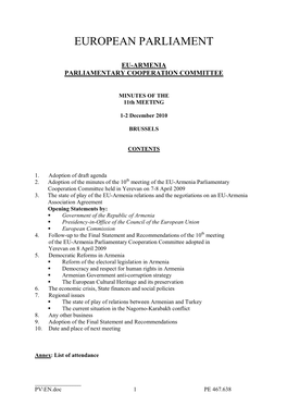 EU-Parliamentary Cooperation Committee ELEVENTH MEETING