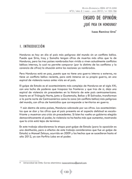 Ensayo De Opinión: ¿Qué Pasa En Honduras?