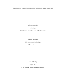 Determining the Extent of Hothouse Climate Effects on the Jurassic Silica Cycle
