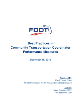 Best Practices in Community Transportation Coordinator Performance Measures