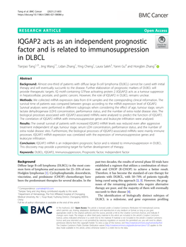 IQGAP2 Acts As an Independent Prognostic Factor and Is Related To