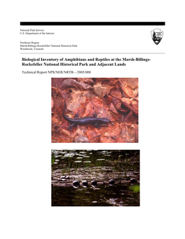 Biological Inventory of Amphibians and Reptiles at the Marsh-Billings- Rockefeller National Historical Park and Adjacent Lands