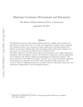 Minimum Covariance Determinant and Extensions