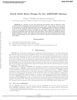 Earth Orbit Raise Design for the ARTEMIS Mission