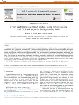 Urban Agglomeration Impact Analysis Using Remote Sensing and GIS Techniques in Malegaon City, India