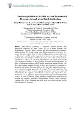 Monitoring Bioinformatics Web Services Requests and Responses Through a Log Based Architecture