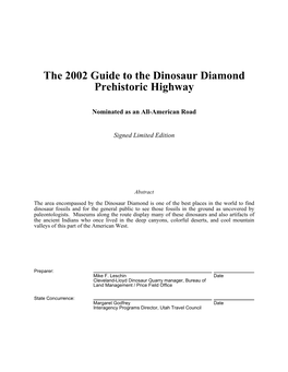 The 2002 Guide to the Dinosaur Diamond Prehistoric Highway