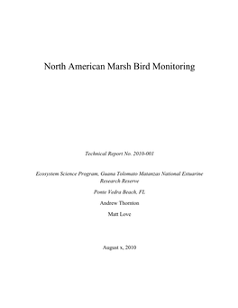 North American Marsh Bird Monitoring