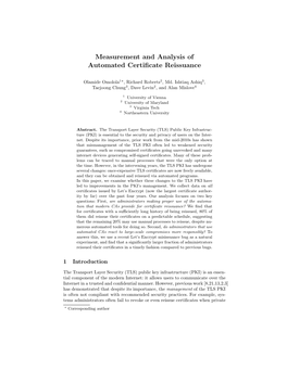 Measurement and Analysis of Automated Certificate Reissuance