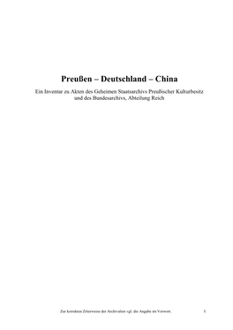 Preußen – Deutschland – China